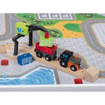 Set trenulete cu baterie cu sunete si lumini garaj masinute si trenulete cu 3 nivele Heliport Station